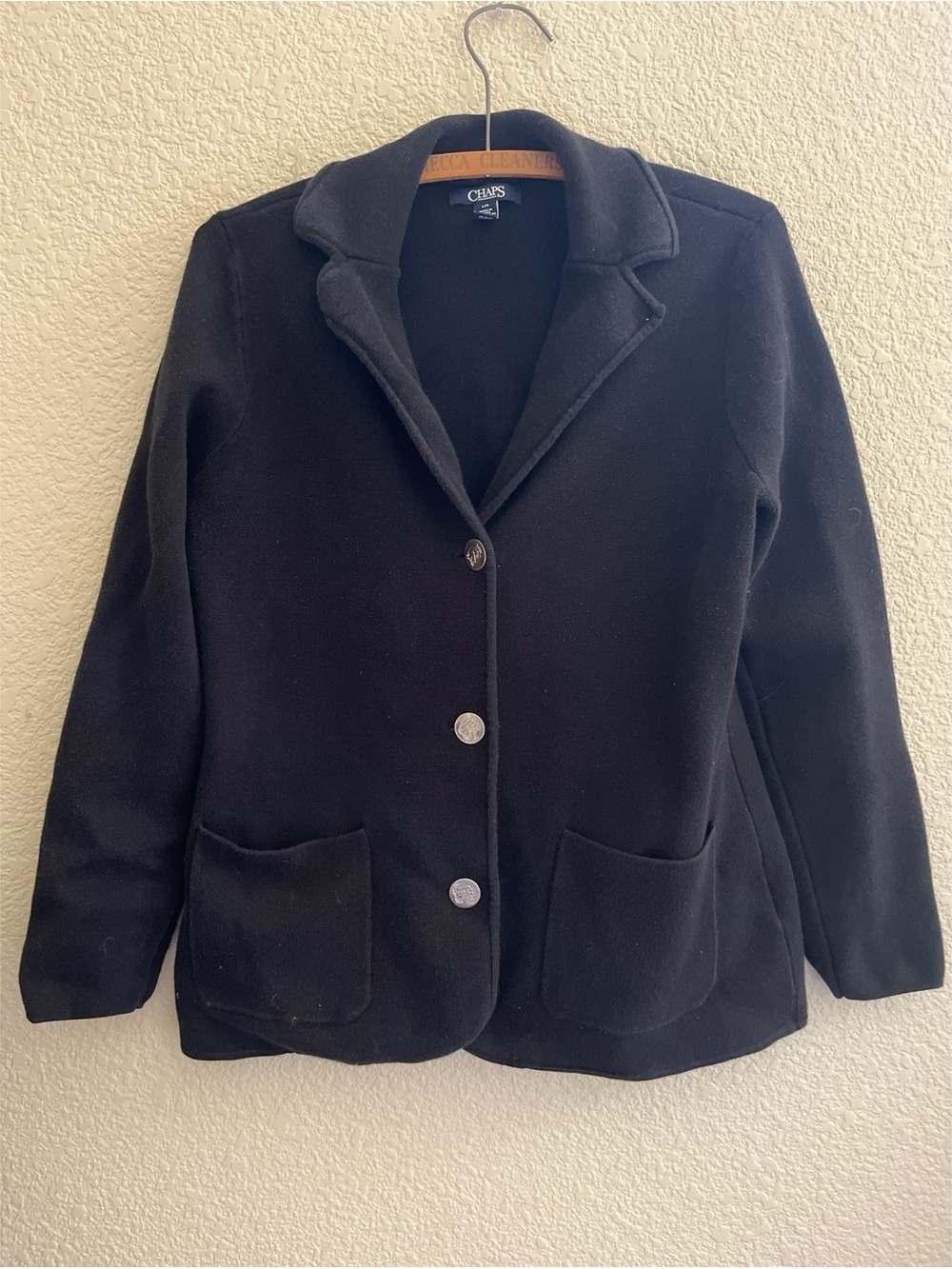 Chaps Black 3 Button Sweater Blazer Women’s Size Large